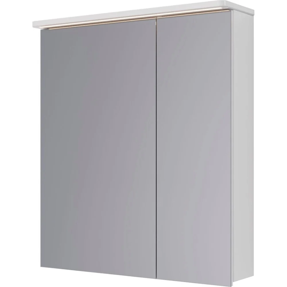 Шкаф зеркальный Lemark ZENON белый глянец, 70x80 см, 2-х дверный, с козырьком-подсветкой, с розеткой LM70ZS-Z