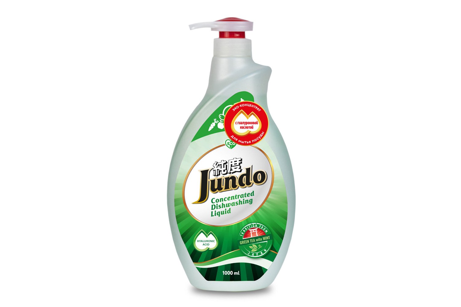 Гель для мытья посуды и детских принадлежностей Jundo Green tea with Mint