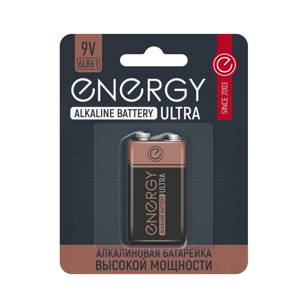 Алкалиновая батарейка ENERGY ultra 6lr61/1b 105739