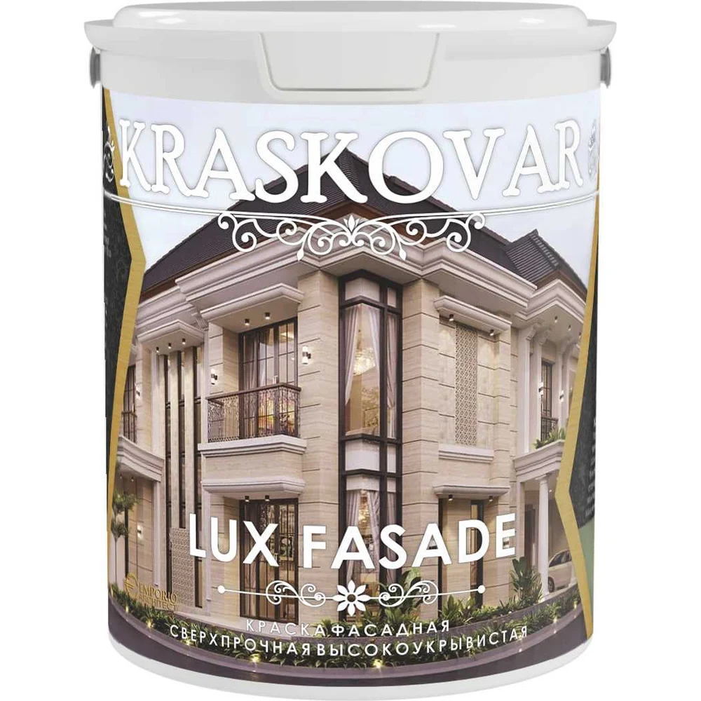 Высокоукрывистая сверхпрочная фасадная краска Kraskovar LUX FASADE 1358