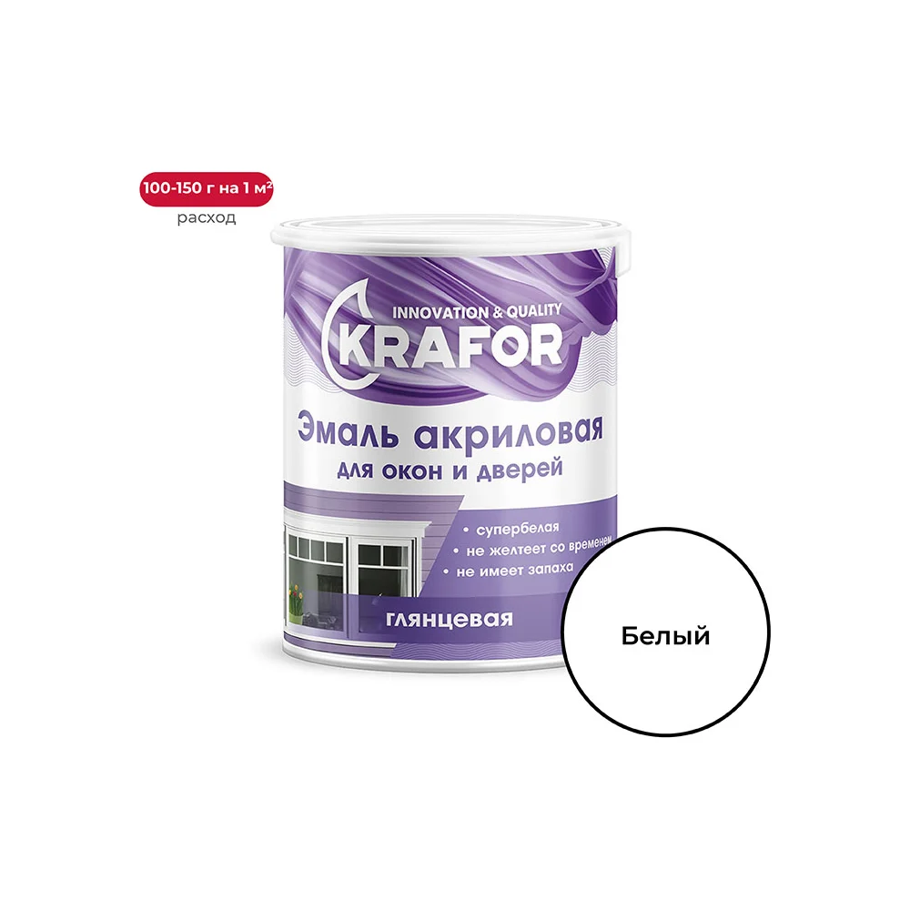 Акриловая эмаль для окон и дверей KRAFOR 44990