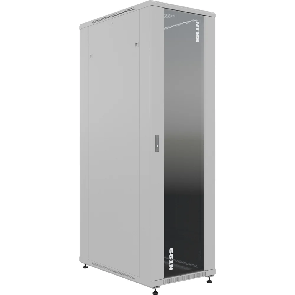 Напольный универсальный серверный шкаф NTSS NTSSR 42U 800x1000мм, 4 профиля 19, двери стекло и сплошная металл, боковые стенки съемные, регулиру NTSS-R42U80100GS