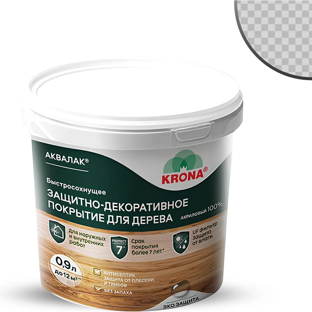 Защитно-декоративный лак для дерева KRONA Аквалак 66360205