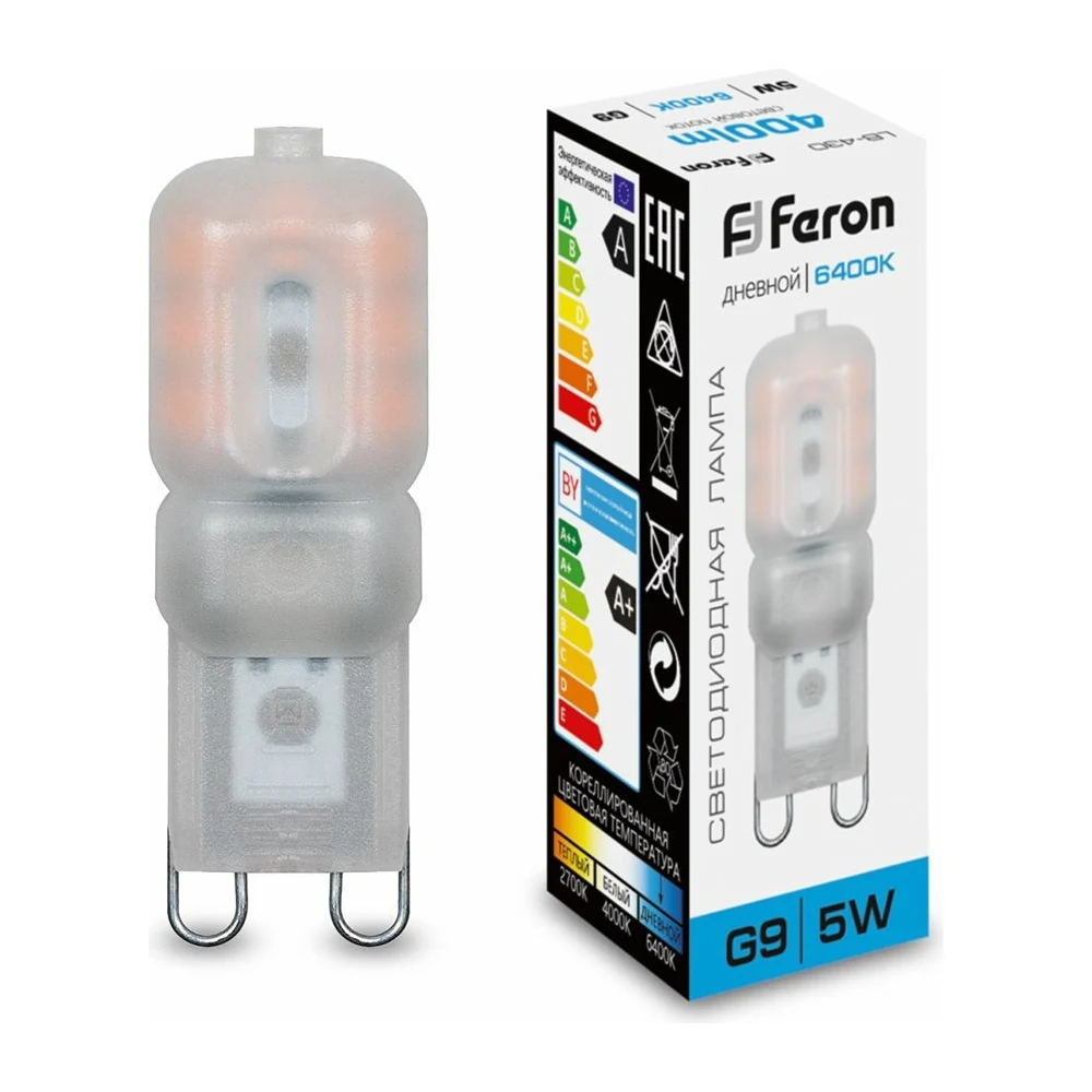 Светодиодная лампа FERON LB-430 G9 5W 6400K 25638