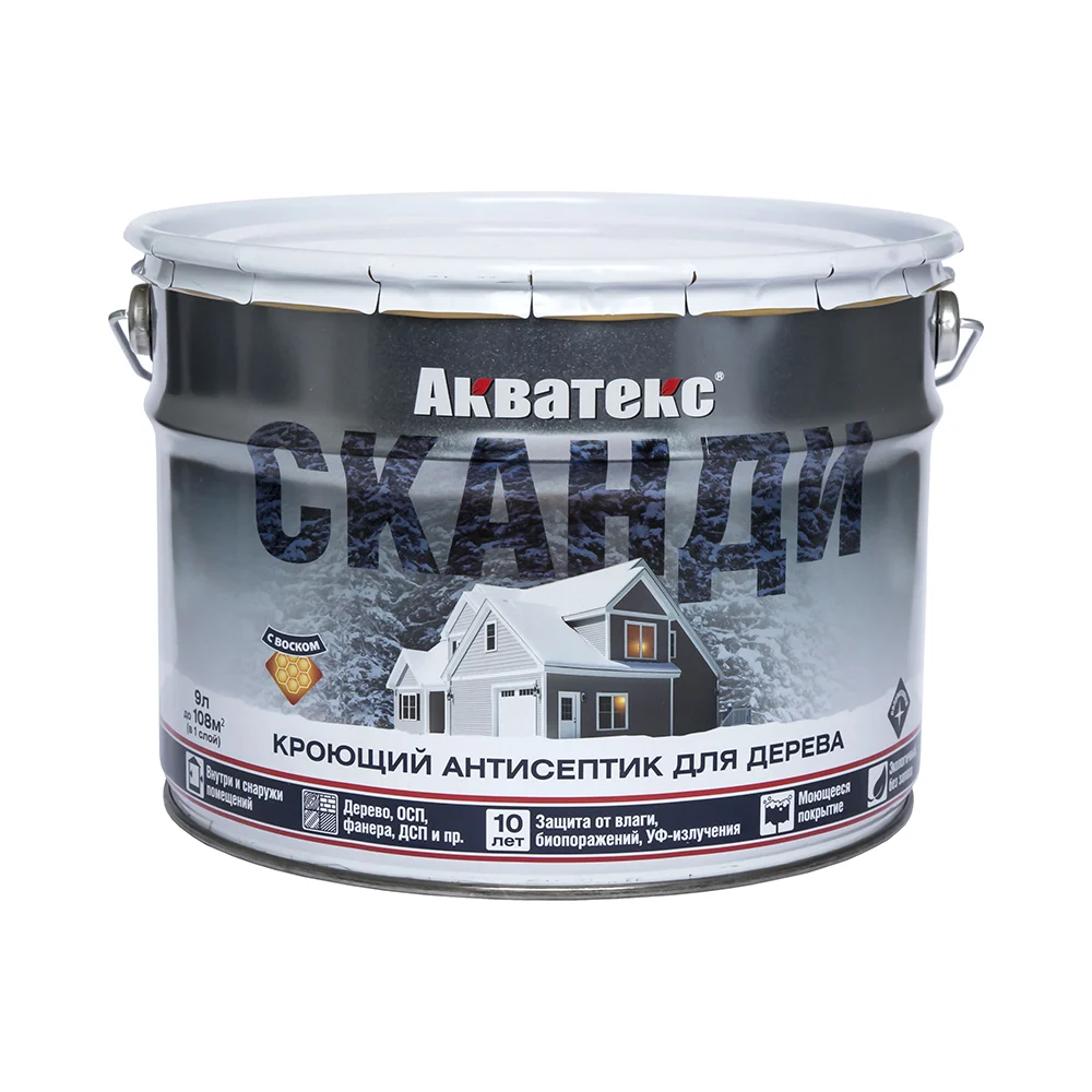 Кроющий антисептик для древесины АКВАТЕКС Сканди 272561