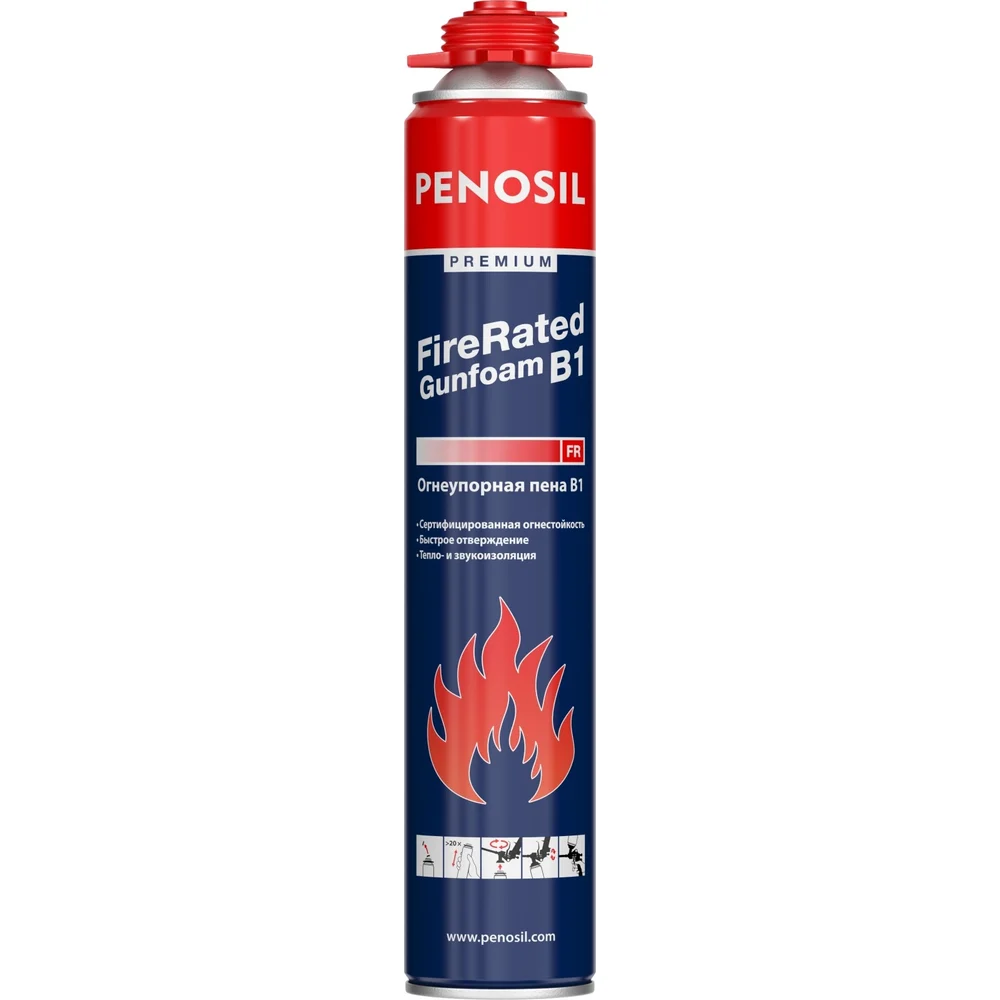 Профессиональная огнеупорная монтажная пена Penosil Premium Fire Rated Gunfoam B1 A3019