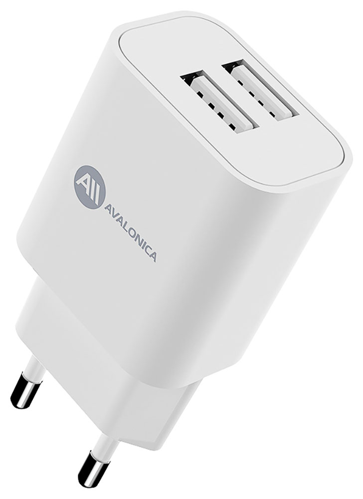 Сетевое зарядное устройство Avalonica AVA 2 х USB-A, 10.5 Вт, 21 A (AVA-WCH-007 White) EU, белое