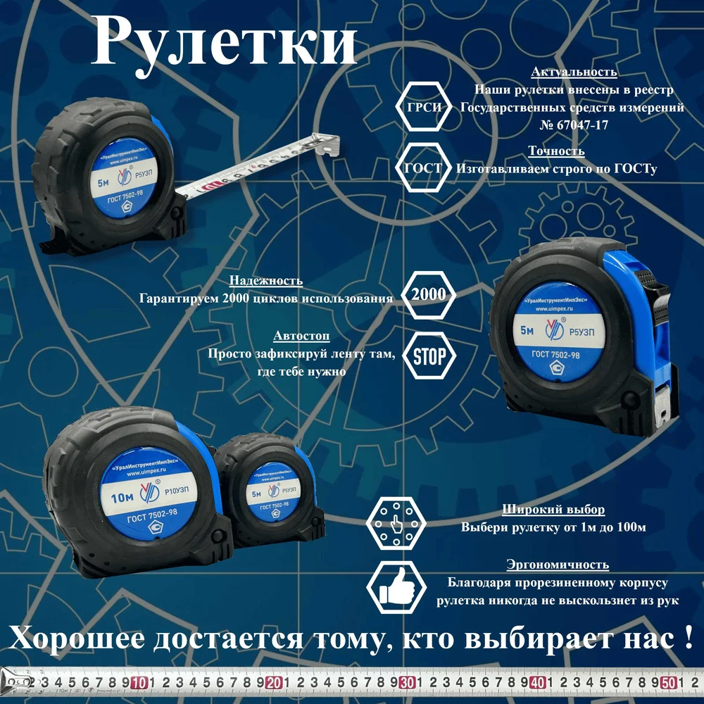 Рулетка УралИнструментИмпЭкс гост 7502-101 212075б