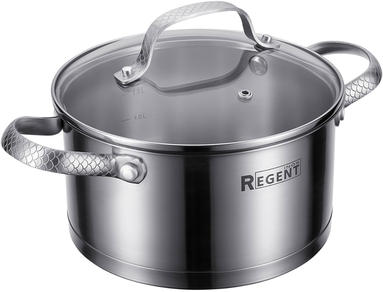 Кастрюля индукционная со стеклянной крышкой Regent Inox Linea Sirena, 2.4 л, металлик (65-0218)