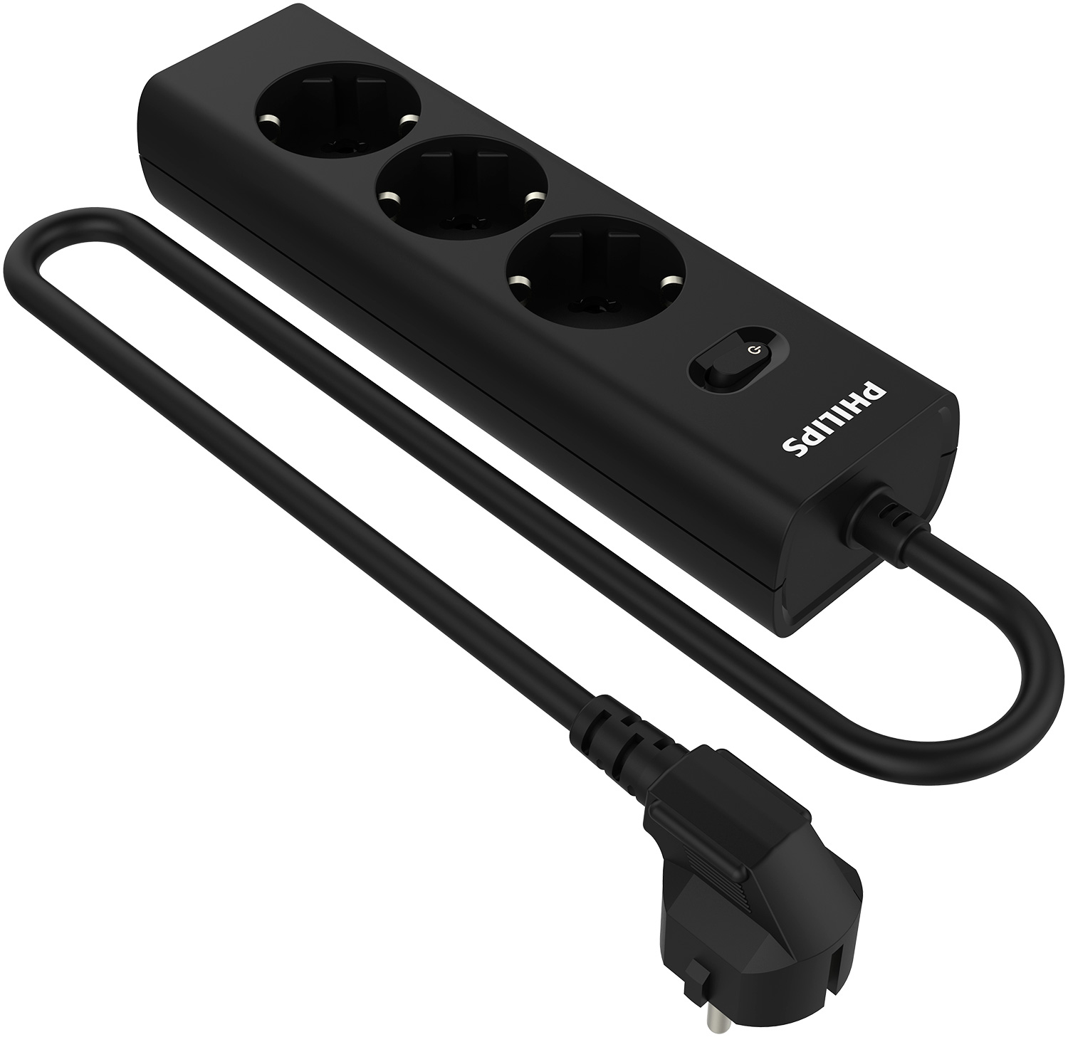 Сетевой фильтр Philips 3 розетки, кабель - 3 м, черный