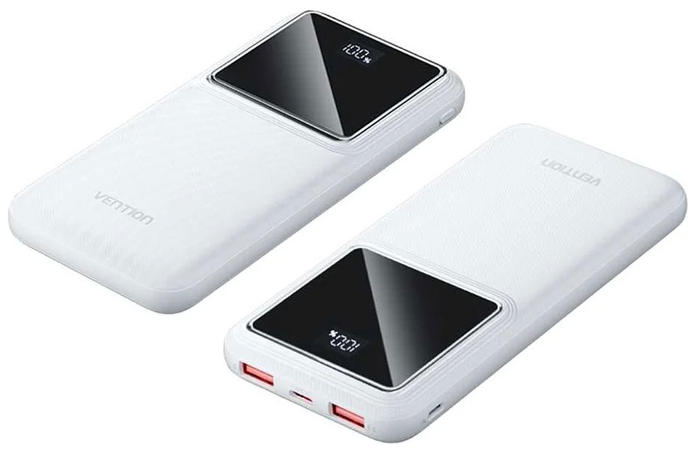 Внешний аккумулятор Vention 10000mAh, M/C-A/A, 22.5W, белый, с LED дисплеем (FHKW0)