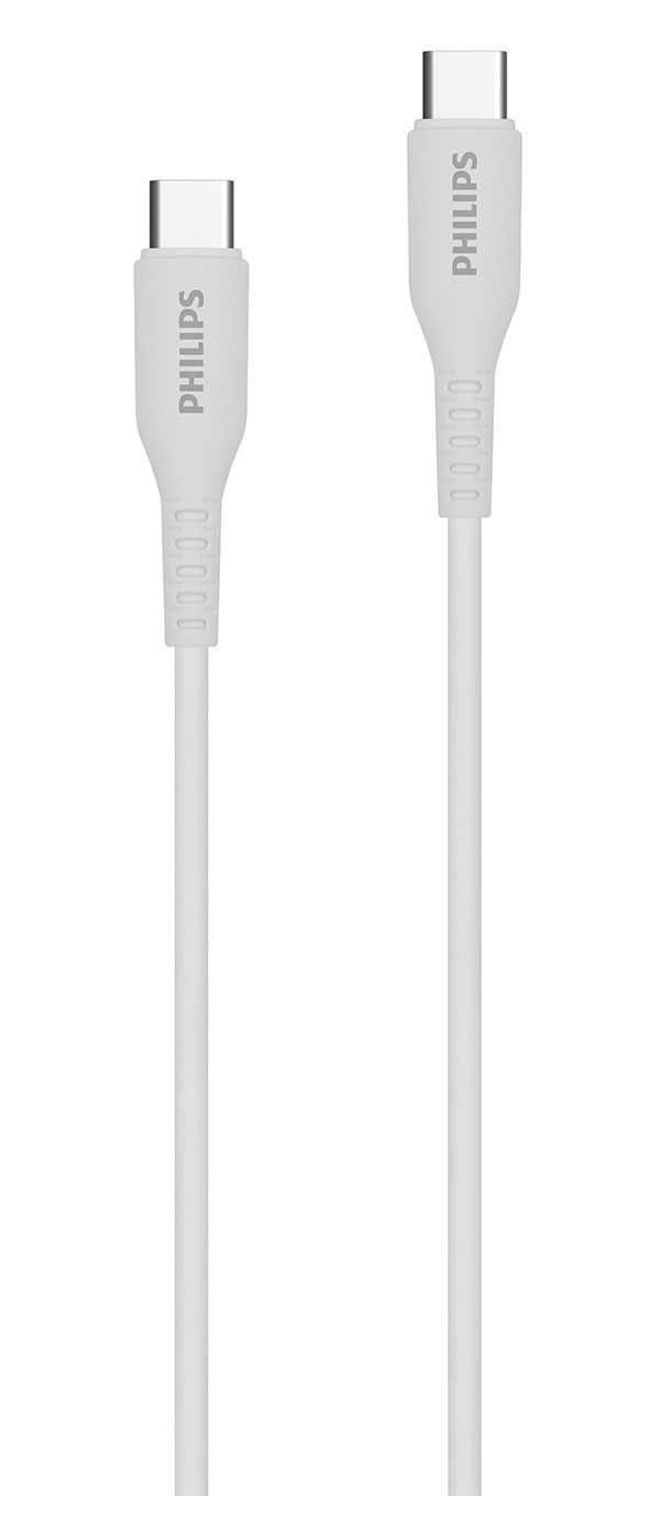 Кабель Philips USB C - USB C, 60W, 1.2 м, силиконовый, белый (DLC8601W/74)