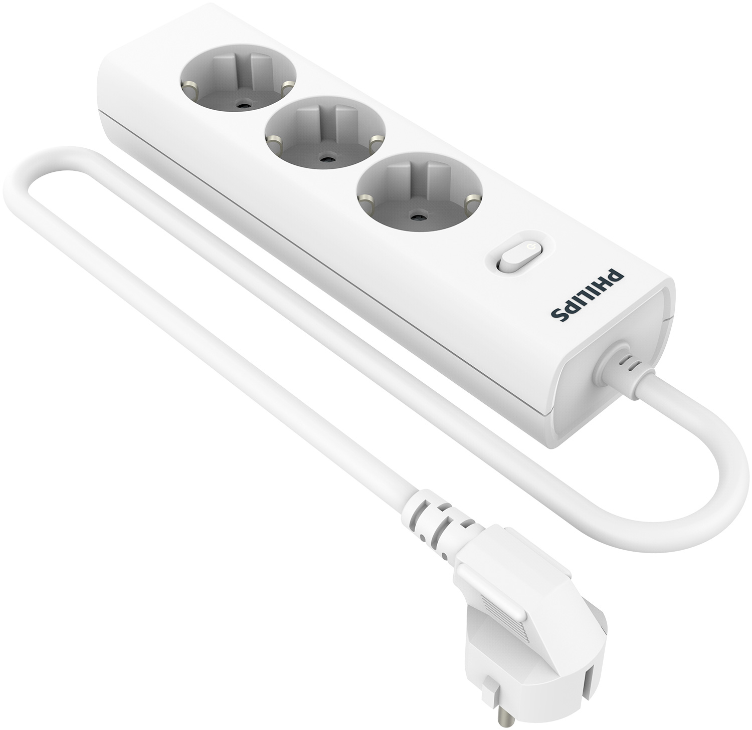 Сетевой фильтр Philips 3 розетки, кабель - 3 м, белый
