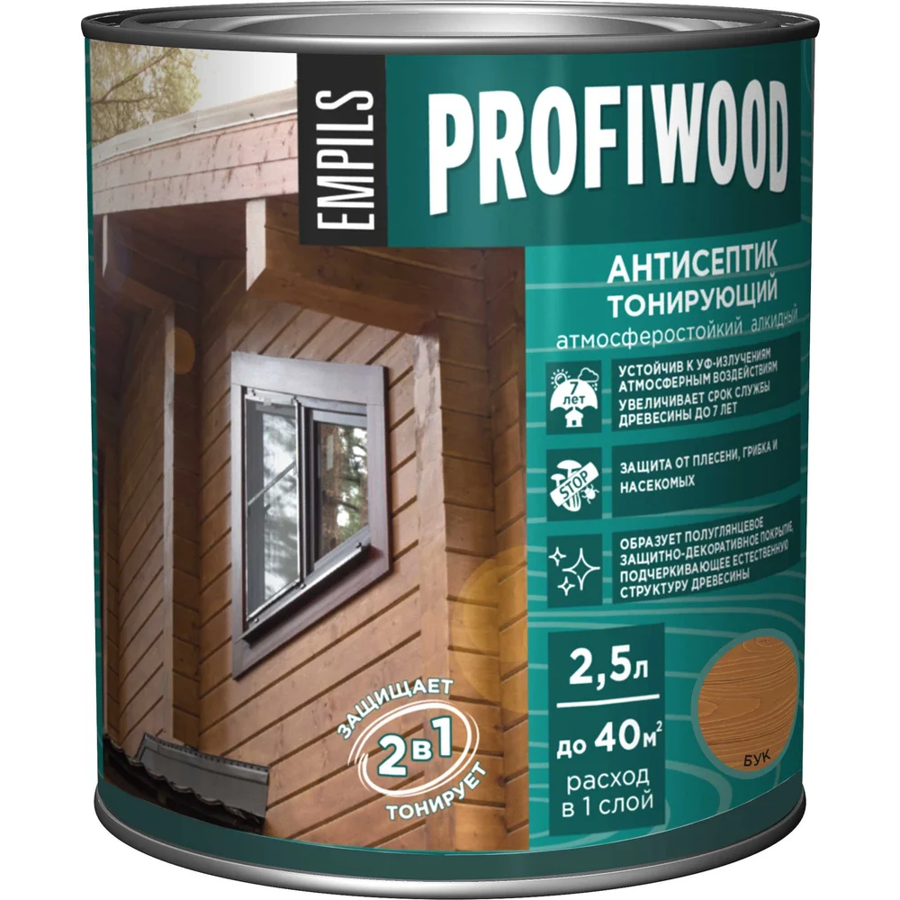 Тонирующий атмосферостойкий алкидный антисептик Profiwood 63855