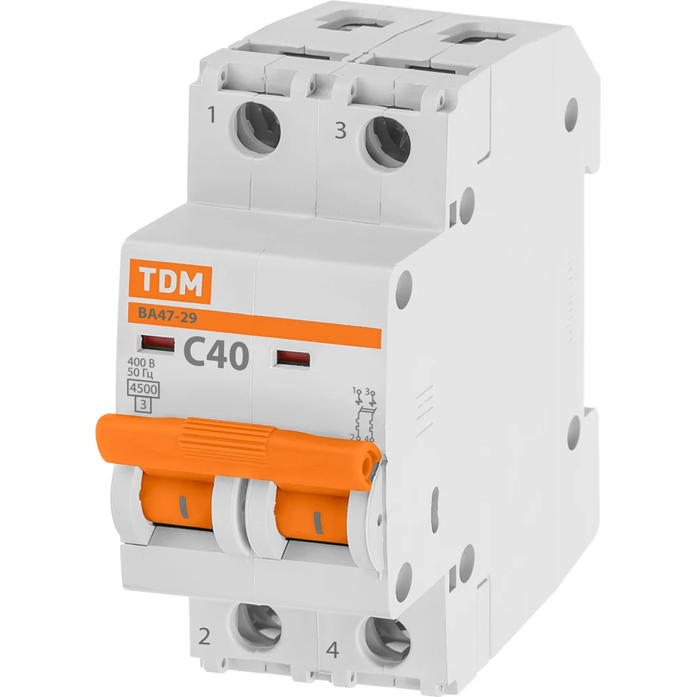 Автомат TDM ВА47-29 2Р, 40 А, 4,5 кА, С SQ0206-0097