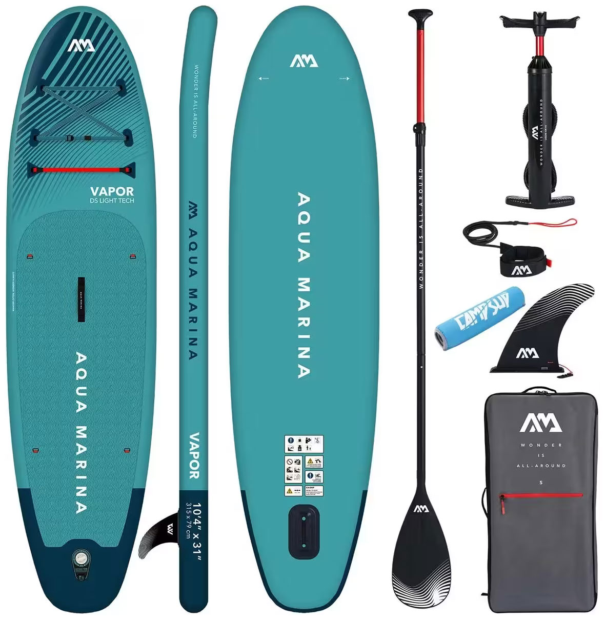 SUP-доска Aqua Marina Vapor Aqua Splash, 315х79х15 см, насос, весло, лиш, киль, ремнабор, сумка, до 140 кг (BT-23VAP)