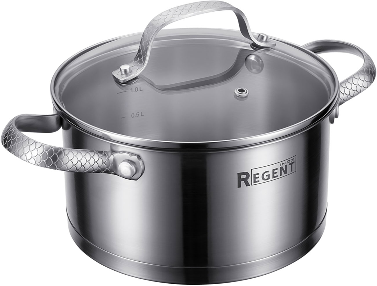Кастрюля индукционная со стеклянной крышкой Regent Inox Linea Sirena, 1.7 л, металлик (65-0118)