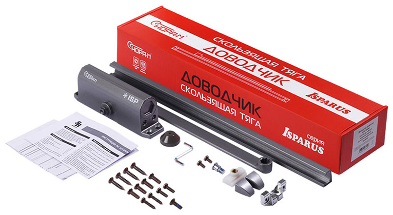 Доводчик дверной Нора-М Isparus 430 Slider со скользащей тягой 40-100 кг графит 18774