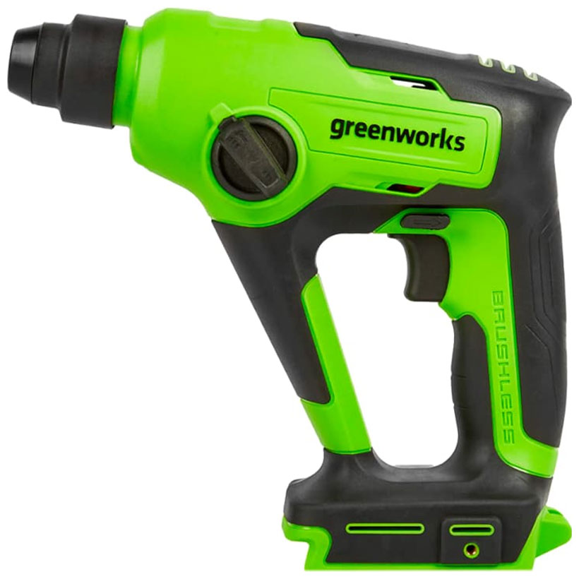 Перфоратор аккумуляторный бесщеточный Greenworks GD24SDS1 1,2 ДЖ, 24V, без АКБ и ЗУ, зелёный 3803107