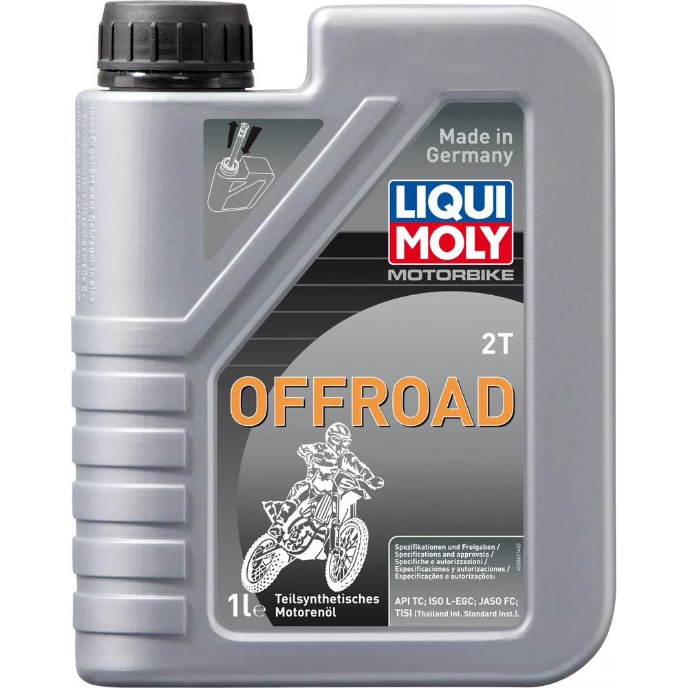Полусинтетическое моторное масло 4T для двухтактных двигателей LIQUI MOLY Motorbike 2T Offroad 1л 3065