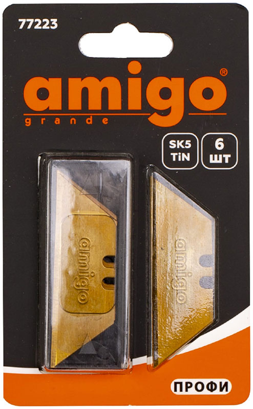 Лезвия для ножа Amigo трапециевидные TiN 6 шт 77223