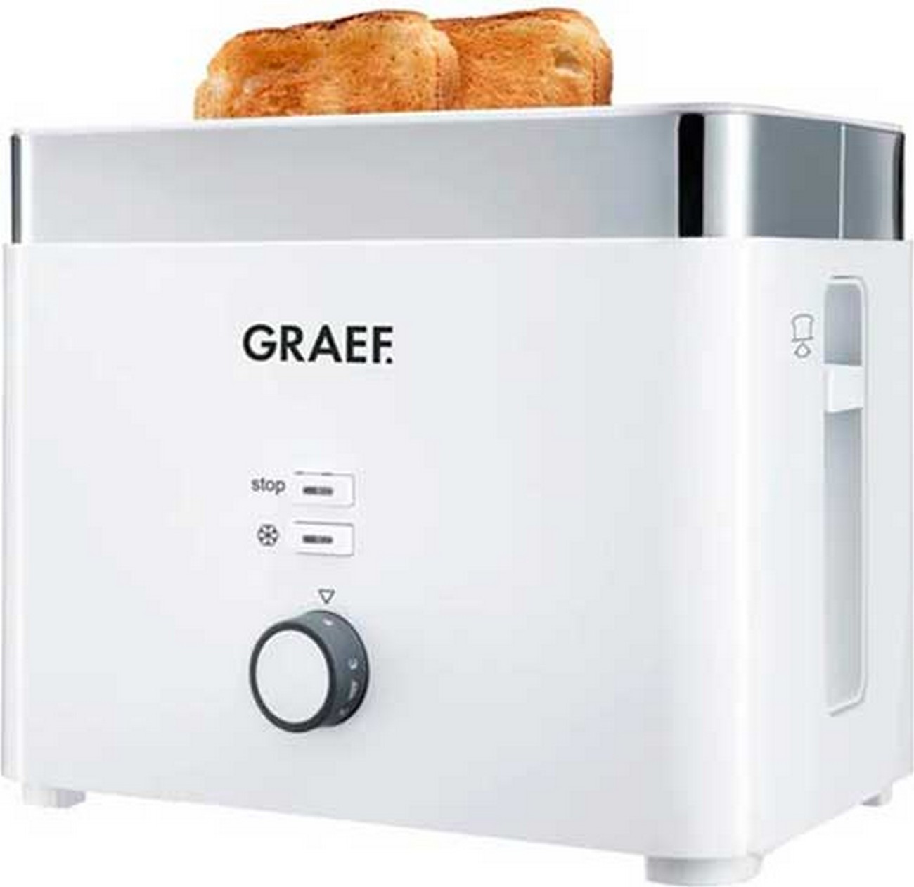 Тостер Graef TO 61, мощность 1000 Вт, режим разморозки, белый