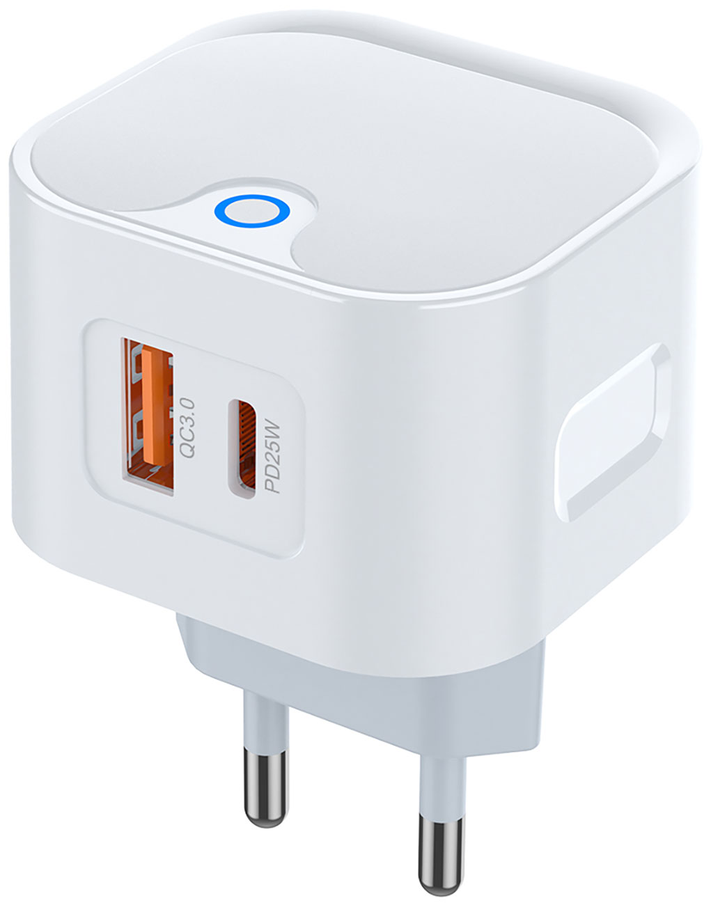 Сетевое зарядное устройство Pero TC21, USB-A + USB-C PD 25W, белый (ТС21W)