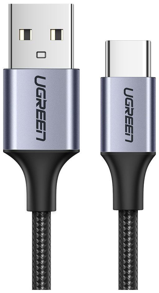 Кабель  Ugreen USB A 2.0 - USB C, никелированная алюминиевая оплетка, 2 м (60128)