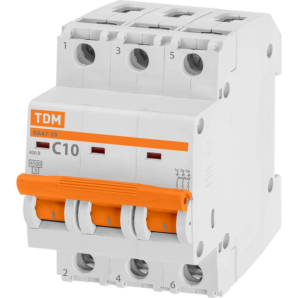 Автомат TDM ВА47-29 3Р, 3 А, 4,5 кА, С SQ0206-0107