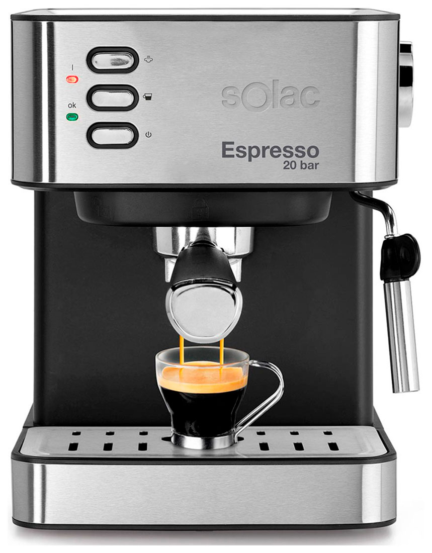 Кофеварка Solac Espresso 20 Bar, капучинатор, нержавеющая сталь