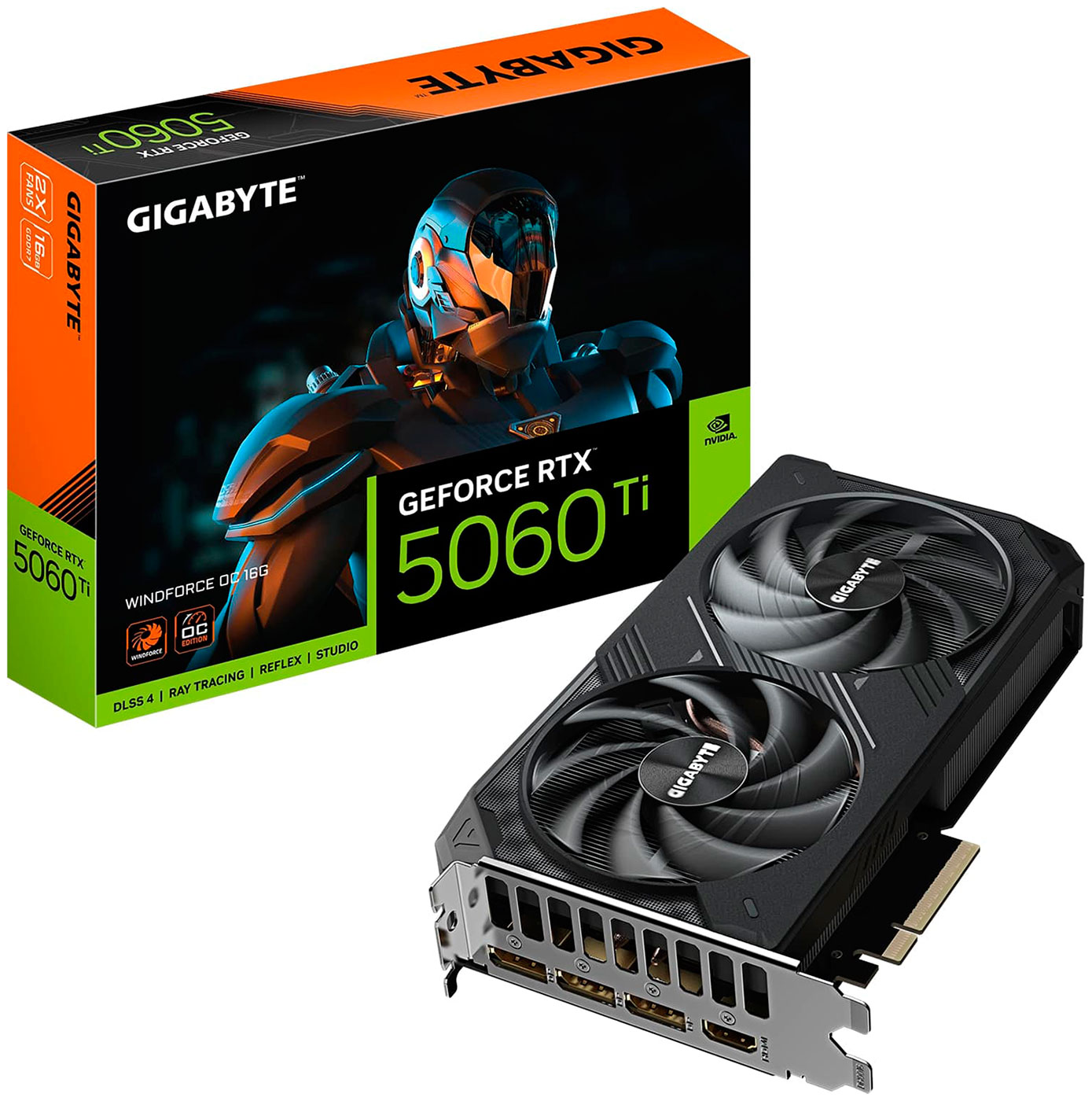 Видеокарта Gigabyte GeForce RTX 5060 Ti WINDFORCE OC 16GB (GV-N506TWF2OC-16GD)