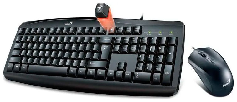 Комплект проводной  Genius KM-200 клавиатура мышь, черный