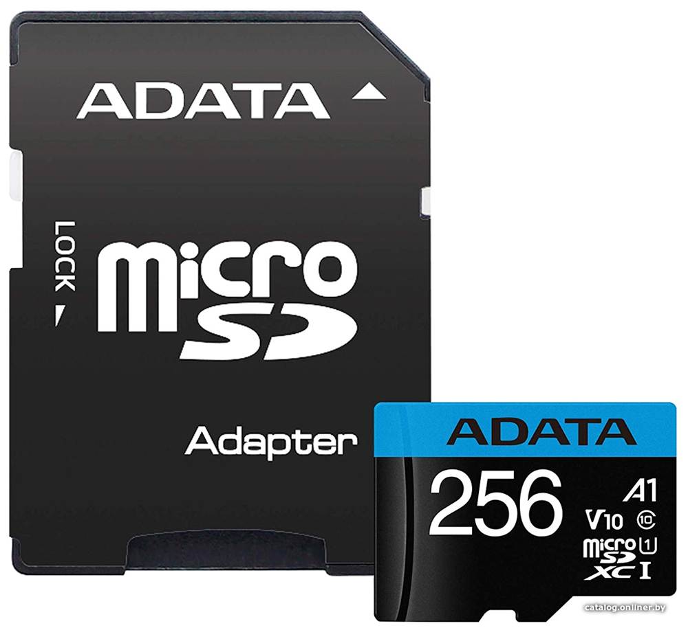 Карта памяти Adata MICRO, SDXC, 256 GB, W/AD (AUSDX256GUICL10A1-RA1)