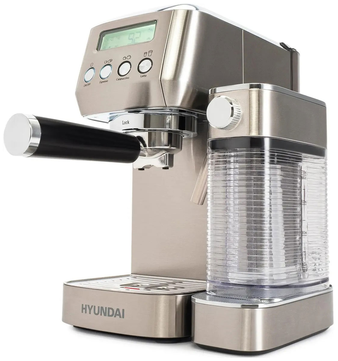 Кофеварка рожковая Hyundai HEM-9999, 1350 Вт, серебристый