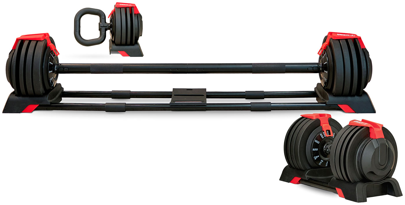 Штанга Unix Fit, регулируемая, многофункциональная, 3 в 1 (24 кг)
