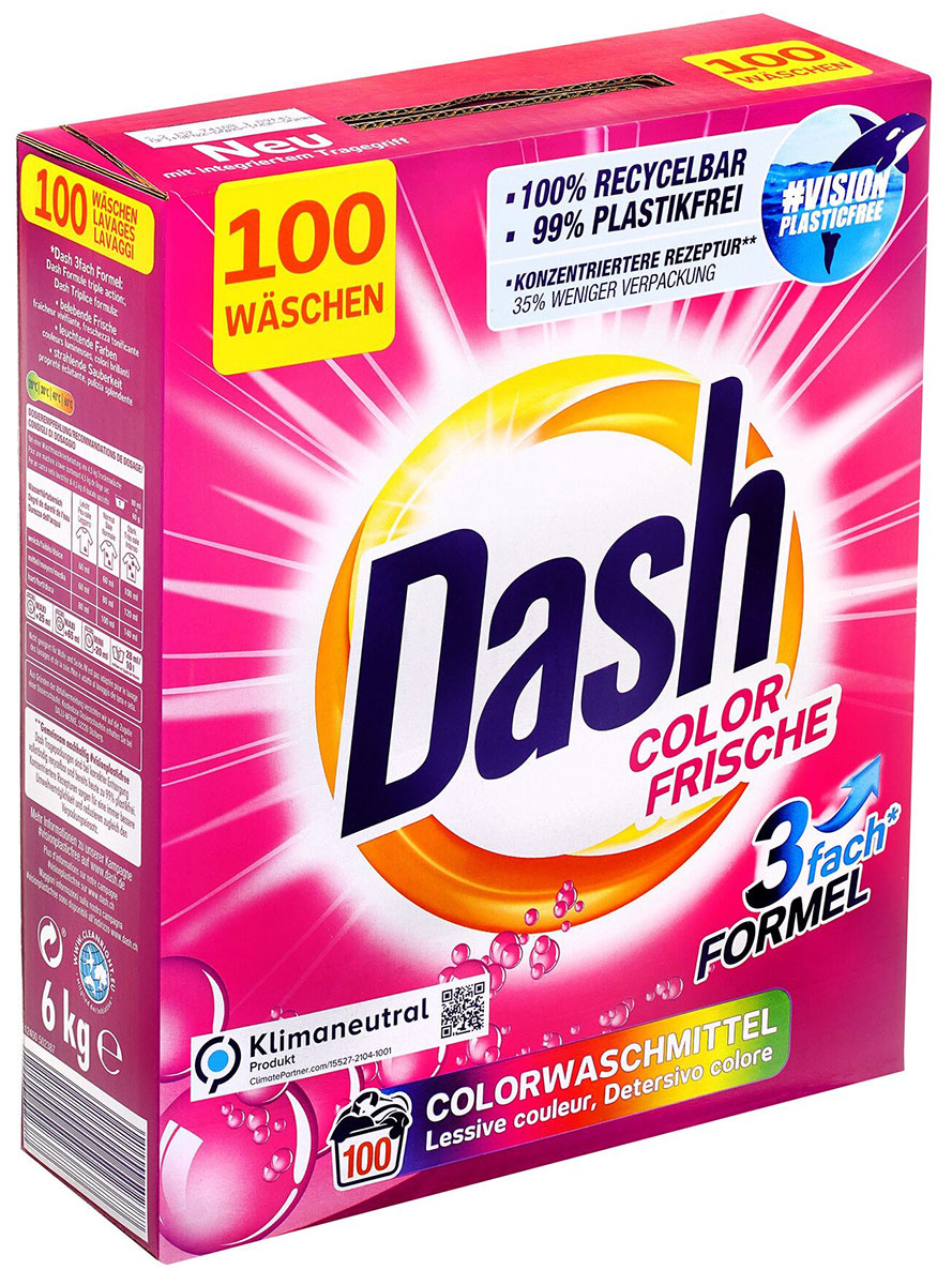 Стиральный порошок для стирки цветного белья Dash Color Frische 3 fash FORMEL 6 кг, 100 стирок