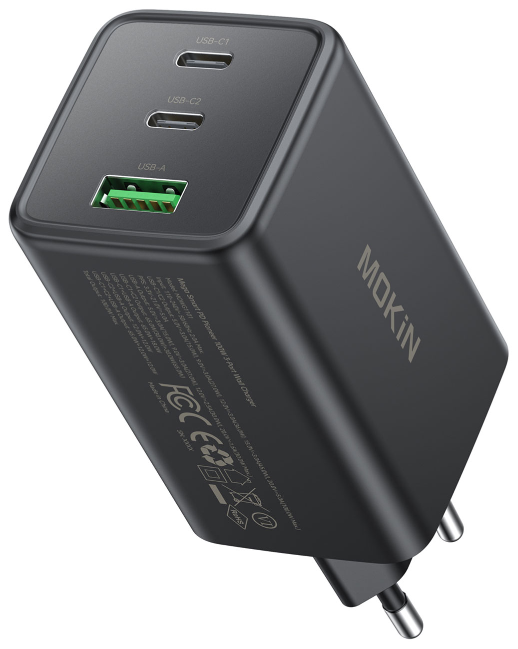 Адаптер питания Mokin MOWG1101, Type C x 2, USB A, Black