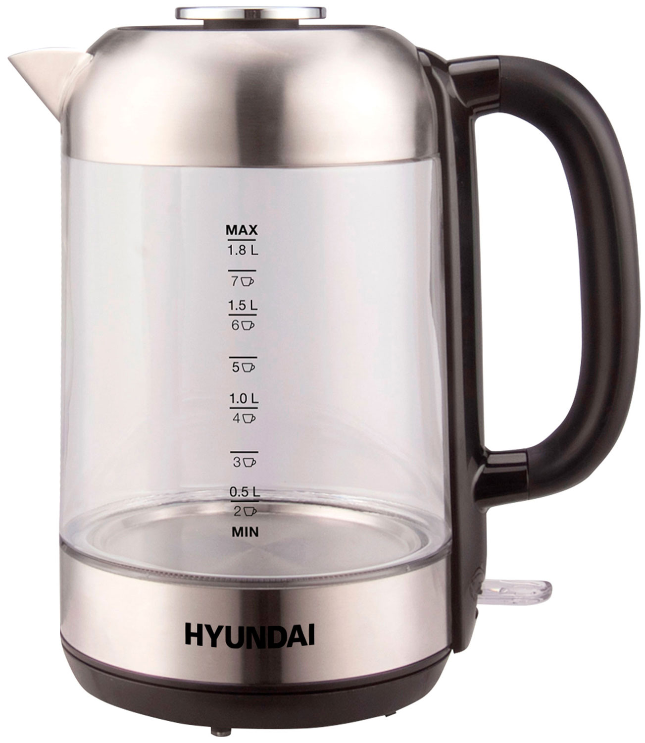 Чайник электрический Hyundai HYK-G4034, черный/прозрачный