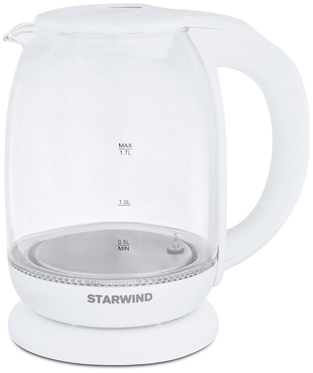 Чайник электрический Starwind SKG4215, 1.7л., 2200Вт, белый (стекло/пластик)