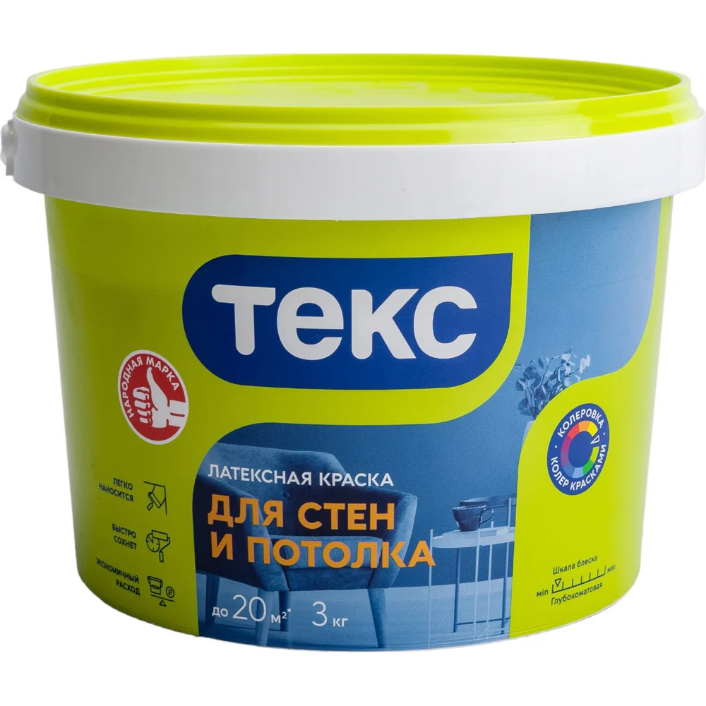 Универсальная интерьерная вододисперсионная краска Текс 700000521