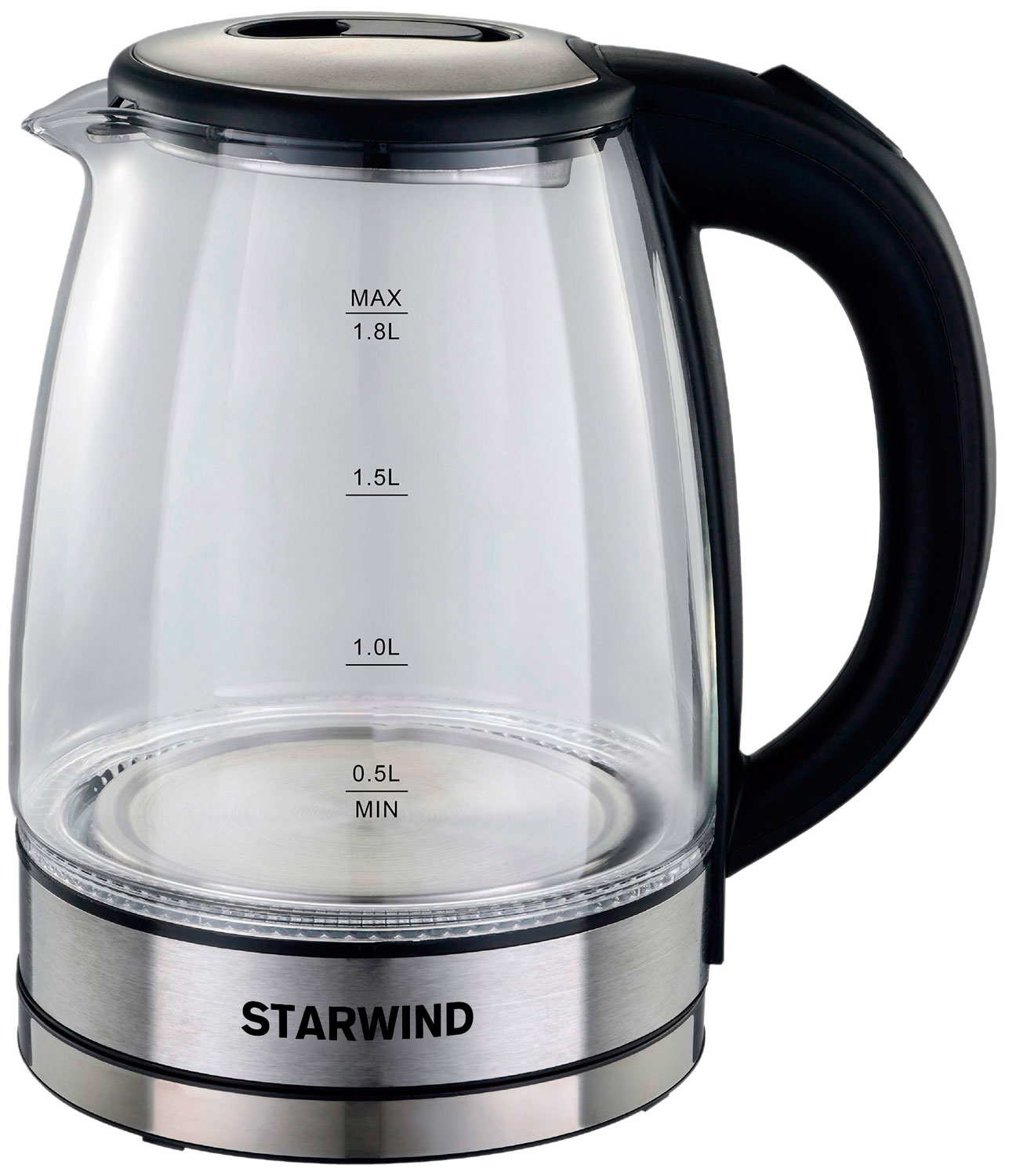 Чайник электрический Starwind SKG4777 черный/прозрачный