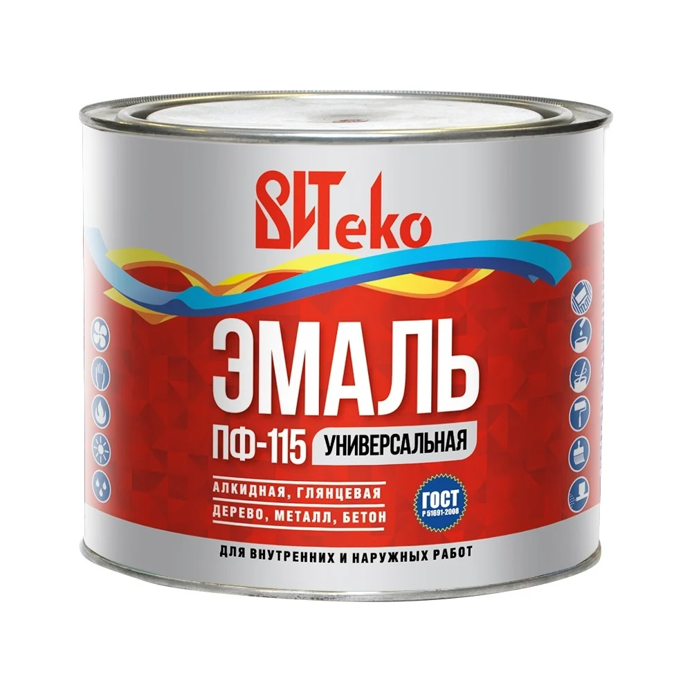 Эмаль Царицынские краски Витеко ПФ-115, черная, 1.8 кг 16111