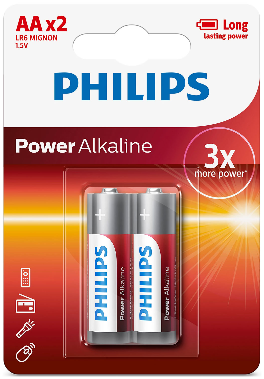 Батарейка Philips Power Alkaline, щелочная, 2АА, в блистере (LR6P2B/97)
