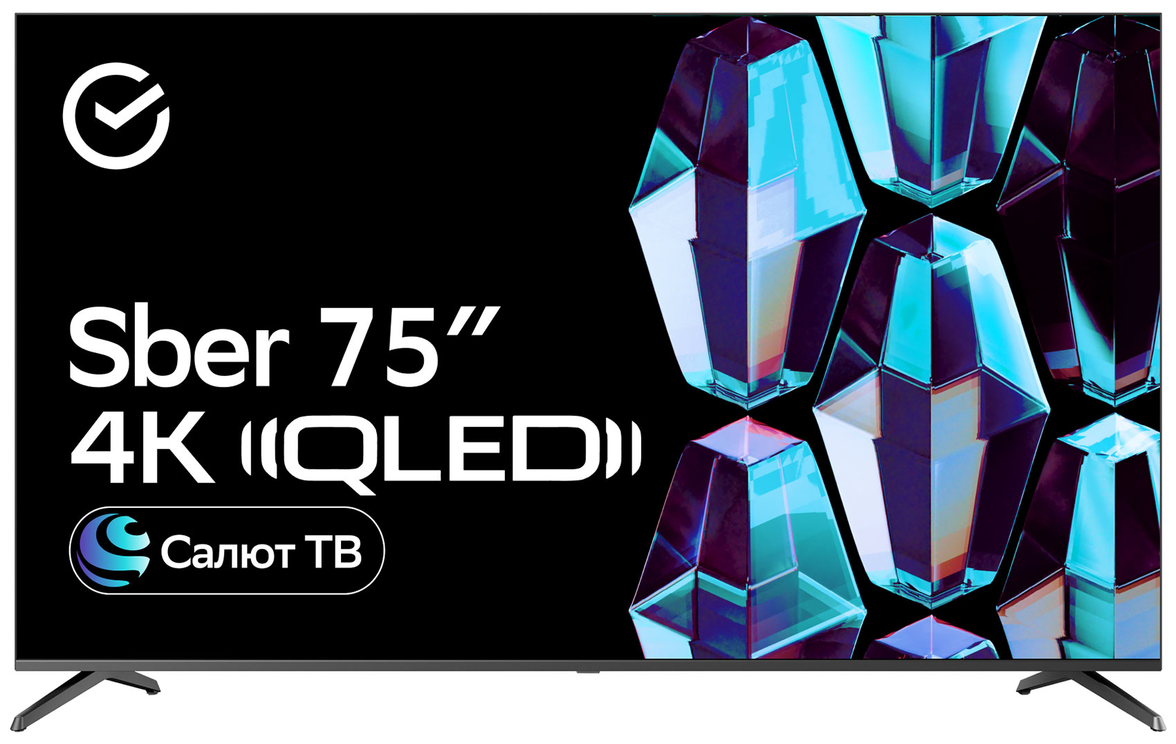Телевизор Sber SDX-75UQ5233, диагональ 75 дюймов, 3840х2160, САЛЮТ ТВ, черный
