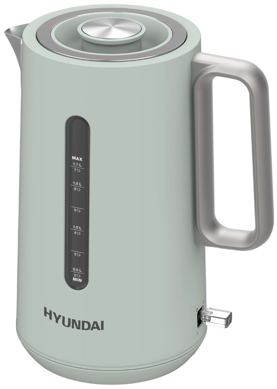 Чайник электрический Hyundai HYK-S9999, 1.7л., 2200Вт, светло-зеленый/серебристый (металл)