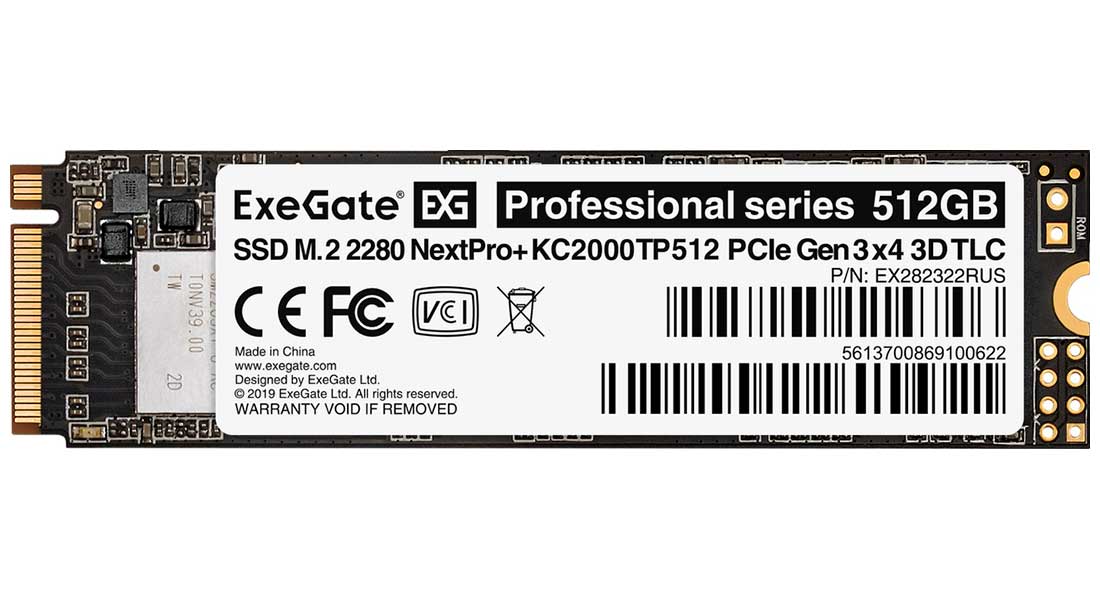 SSD накопитель ExeGate M.2 2280 512GB NextPro+ KC2000TP512 PCIe (EX282322RUS)