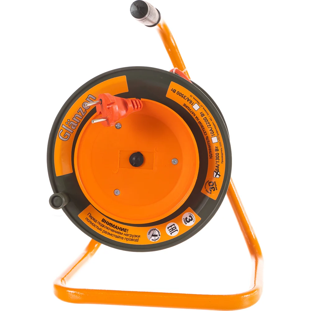 Силовой удлинитель на катушке GLANZEN EB-30-001 00-00000214