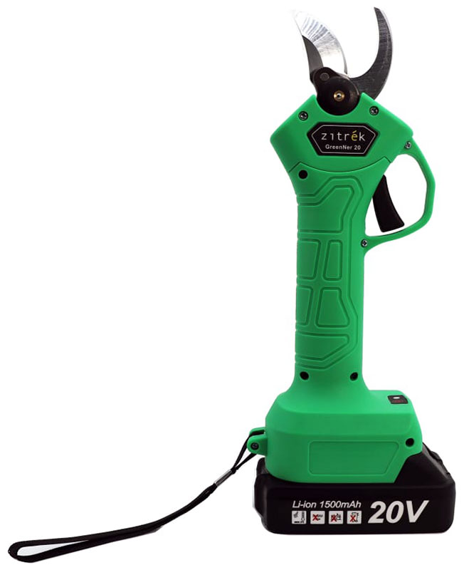 Секатор аккумуляторный Zitrek GreenNer 20 (20 В, 1,5 Ач, Li-ion аккумулятор 2 шт., з/у, кейс) (082-1855), зеленый