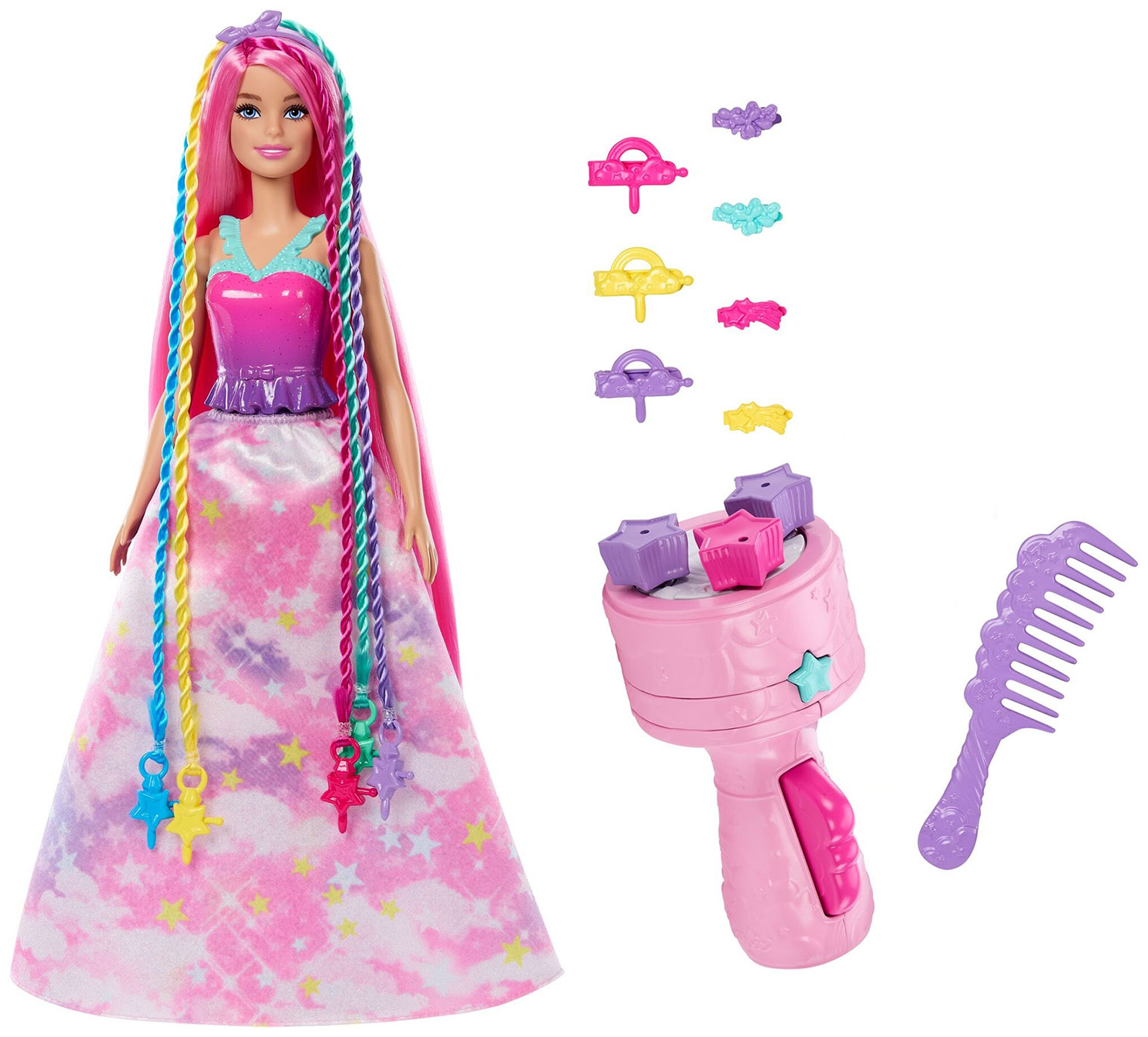 Кукла  Barbie DREAMTOPIA, с плетеными волосами и аксессуарами (JCW55)