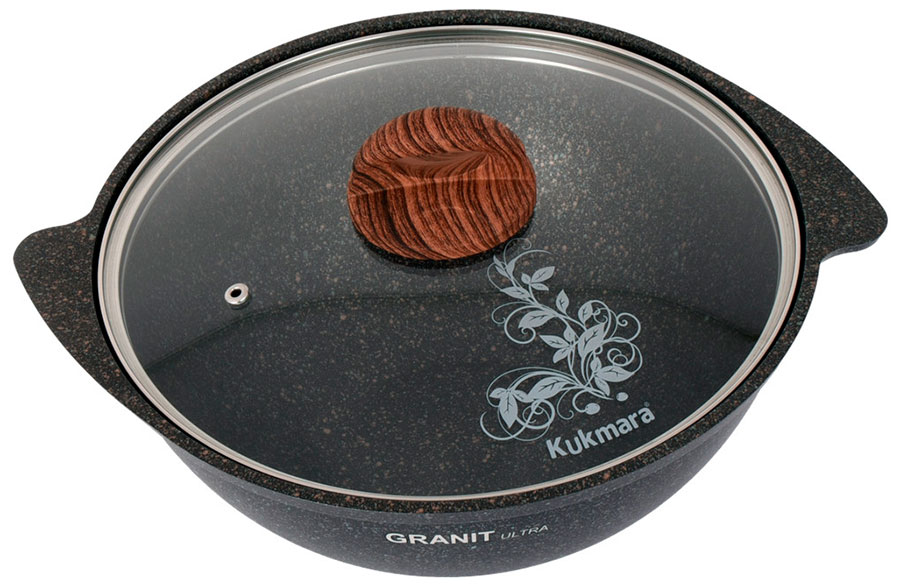Казан Kukmara Granit ultra (кго47а) для плова, 4.5 л, со стекл. крышкой